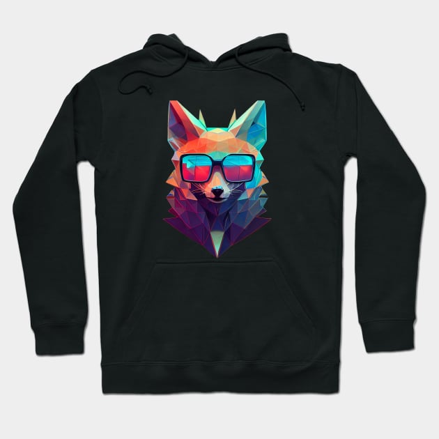 Polygonal synthwave fox Hoodie by stkUA